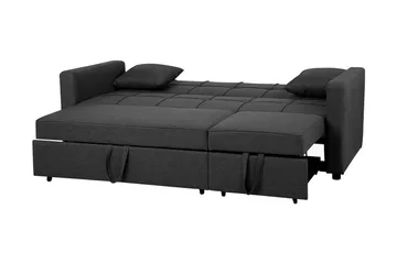 Bäddsoffa Glomma 207 cm - Svart|Grå - Möbler - Soffa - Bäddsoffa - Bäddsoffa längsbäddad
