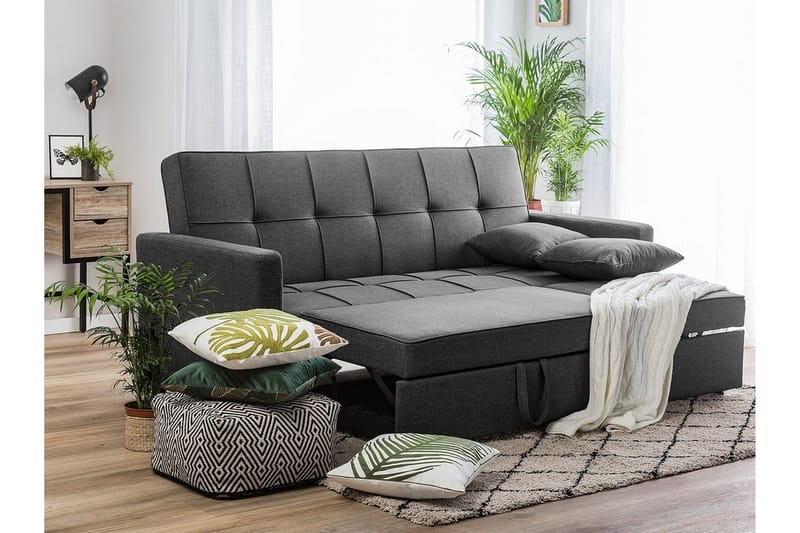 Bäddsoffa Glomma 207 cm - Svart|Grå - Möbler - Soffa - Bäddsoffa - Bäddsoffa längsbäddad
