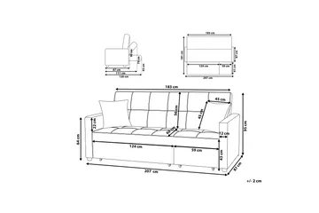 Bäddsoffa Glomma 207 cm - Svart|Grå - Möbler - Soffa - Bäddsoffa - Bäddsoffa längsbäddad