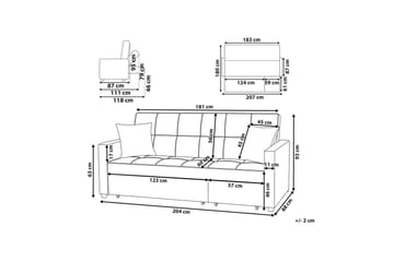 Bäddsoffa Glomma - Blå, Svart - Möbler - Soffa - Bäddsoffa - 2 sits bäddsoffa