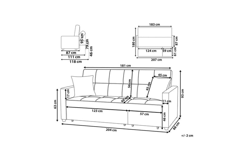 Bäddsoffa Glomma - Blå, Svart - Möbler - Soffa - Bäddsoffa - 2 sits bäddsoffa