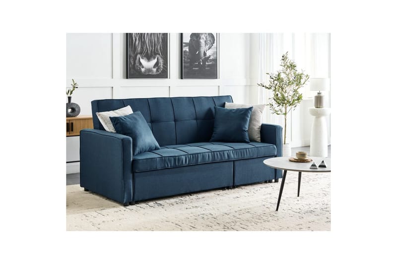Bäddsoffa Glomma - Blå, Svart - Möbler - Soffa - Bäddsoffa - 2 sits bäddsoffa