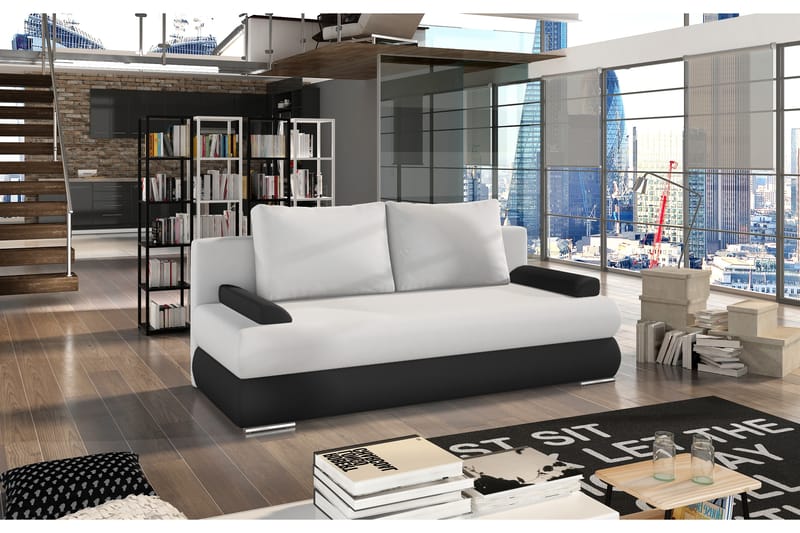 Bäddsoffa Goltar - Vit/Svart - 3 sits bäddsoffa Bäddsoffa Goltar - Vit/Svart - 3 sits bäddsoffa