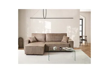 Bäddsoffa Högervänd Abacka - Brun, Svart - Möbler - Soffa - Bäddsoffa - Bäddsoffa längsbäddad