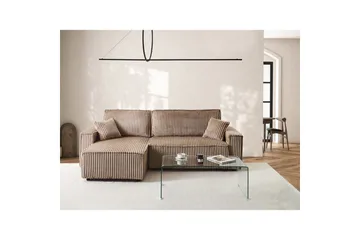 Bäddsoffa Högervänd Abacka - Brun, Svart - Möbler - Soffa - Bäddsoffa - Bäddsoffa längsbäddad