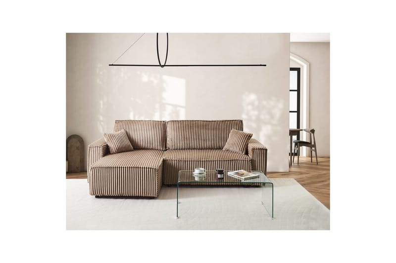 Bäddsoffa Högervänd Abacka - Brun, Svart - Möbler - Soffa - Bäddsoffa - Bäddsoffa längsbäddad