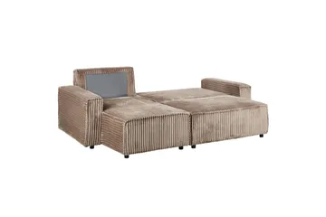 Bäddsoffa Högervänd Abacka - Brun, Svart - Möbler - Soffa - Bäddsoffa - Bäddsoffa längsbäddad