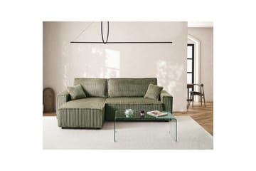 Bäddsoffa Högervänd Abacka - Grön, Svart - Möbler - Soffa - Bäddsoffa - Bäddsoffa längsbäddad