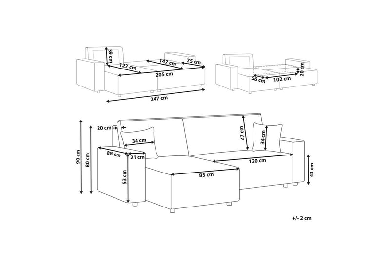 Bäddsoffa Högervänd Abacka - Grön, Svart - Möbler - Soffa - Bäddsoffa - Bäddsoffa längsbäddad