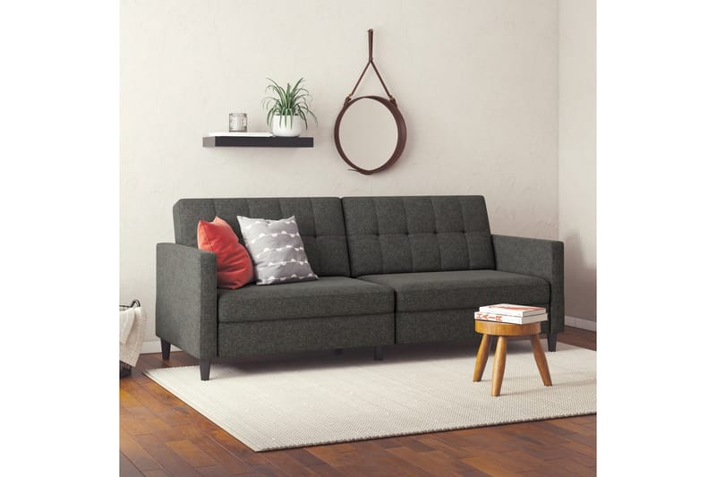 Bäddsoffa Hartford 203x83x82 cm, Antracit, Linnetyg Utseende (100% Polyester - 203x83x82 cm, Antracit, Linnetyg Utseende (100% Polyester - Möbler - Soffa - Bäddsoffa - 3 sits bäddsoffa