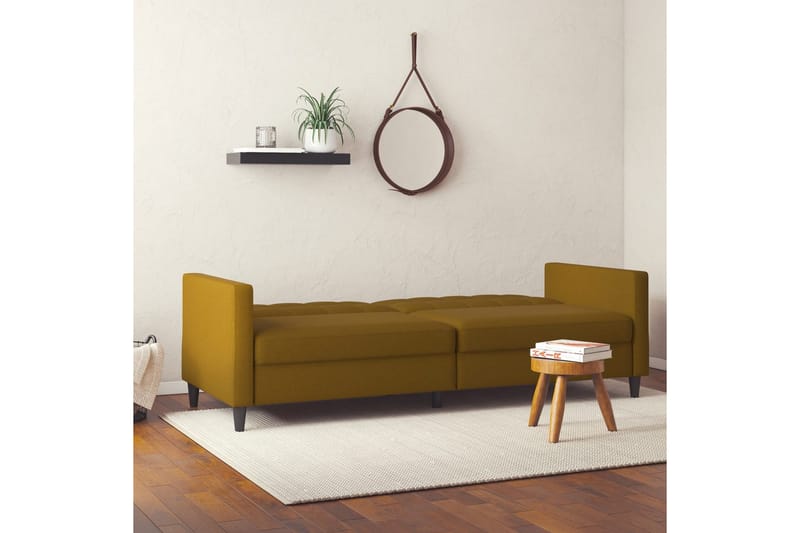 Bäddsoffa Hartford 203x83x82 cm, Curry, Linnetyg Utseende (100% Polyester - 203x83x82 cm, Curry, Linnetyg Utseende (100% Polyester - Möbler - Soffa - Bäddsoffa - 3 sits bäddsoffa
