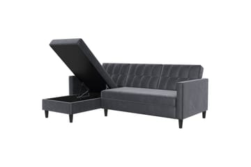 Bäddsoffa Hartford 213x153x82 cm, Antracit, Sammet - 213x153x82 cm, Antracit, Sammet - Möbler - Soffa - Bäddsoffa - Bäddsoffa divan
