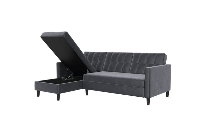 Bäddsoffa Hartford 213x153x82 cm, Antracit, Sammet - 213x153x82 cm, Antracit, Sammet - Möbler - Soffa - Bäddsoffa - Bäddsoffa divan