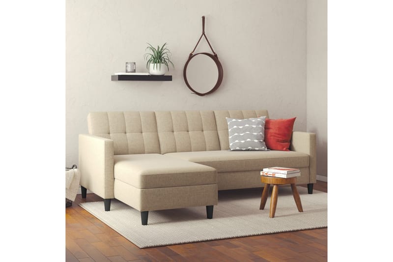 Bäddsoffa Hartford 213x153x82 cm, Cappuccino, Linnetyg Utseende (100% Polyester - 213x153x82 cm, Cappuccino, Linnetyg Utseende (100% Polyester - Möbler - Soffa - Bäddsoffa - Bäddsoffa divan