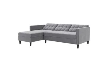 Bäddsoffa Hartford 213x153x82 cm, Grå, Sammet - 213x153x82 cm, Grå, Sammet - Möbler - Soffa - Bäddsoffa - Bäddsoffa divan