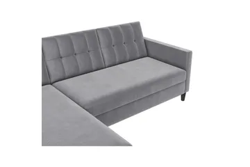 Bäddsoffa Hartford 213x153x82 cm, Grå, Sammet - 213x153x82 cm, Grå, Sammet - Möbler - Soffa - Bäddsoffa - Bäddsoffa divan