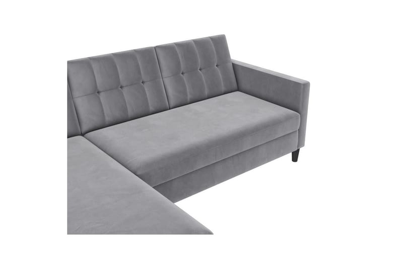 Bäddsoffa Hartford 213x153x82 cm, Grå, Sammet - 213x153x82 cm, Grå, Sammet - Möbler - Soffa - Bäddsoffa - Bäddsoffa divan