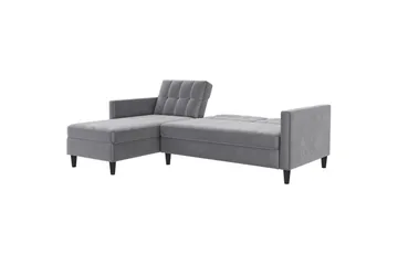 Bäddsoffa Hartford 213x153x82 cm, Grå, Sammet - 213x153x82 cm, Grå, Sammet - Möbler - Soffa - Bäddsoffa - Bäddsoffa divan