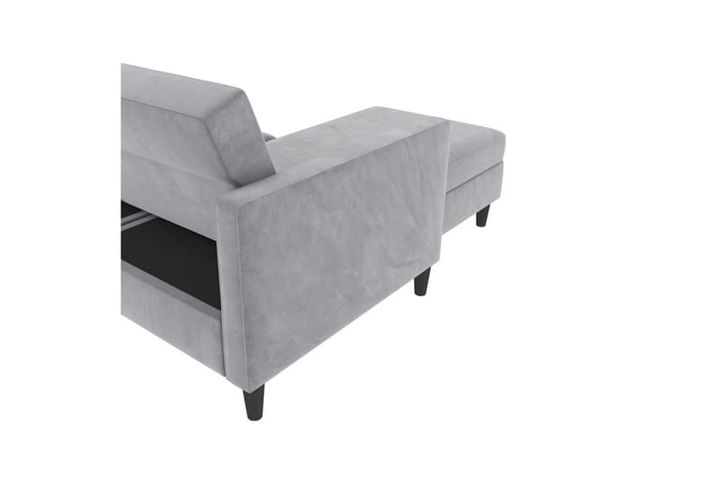 Bäddsoffa Hartford 213x153x82 cm, Grå, Sammet - 213x153x82 cm, Grå, Sammet - Möbler - Soffa - Bäddsoffa - Bäddsoffa divan