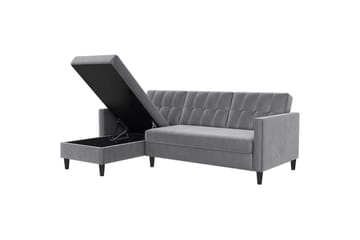 Bäddsoffa Hartford 213x153x82 cm, Grå, Sammet - 213x153x82 cm, Grå, Sammet - Möbler - Soffa - Bäddsoffa - Bäddsoffa divan