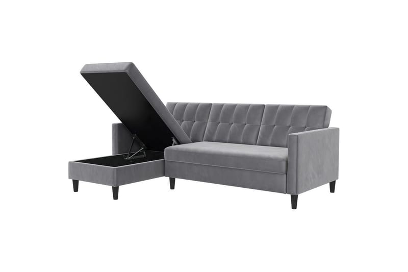 Bäddsoffa Hartford 213x153x82 cm, Grå, Sammet - 213x153x82 cm, Grå, Sammet - Möbler - Soffa - Bäddsoffa - Bäddsoffa divan