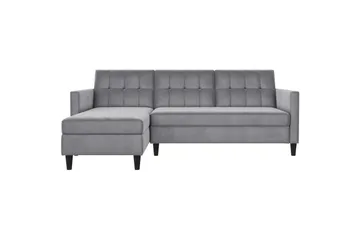 Bäddsoffa Hartford 213x153x82 cm, Grå, Sammet - 213x153x82 cm, Grå, Sammet - Möbler - Soffa - Bäddsoffa - Bäddsoffa divan
