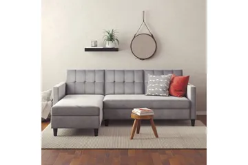 Bäddsoffa Hartford 213x153x82 cm, Grå, Sammet - 213x153x82 cm, Grå, Sammet - Möbler - Soffa - Bäddsoffa - Bäddsoffa divan