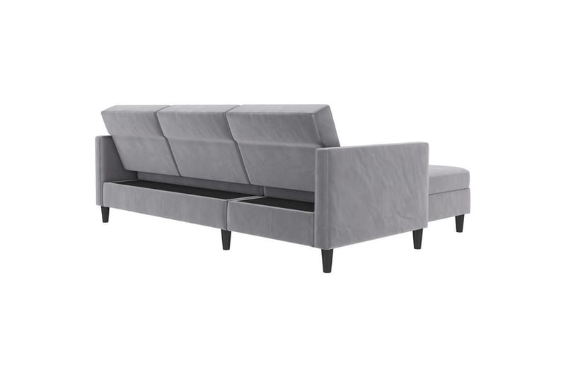 Bäddsoffa Hartford 213x153x82 cm, Grå, Sammet - 213x153x82 cm, Grå, Sammet - Möbler - Soffa - Bäddsoffa - Bäddsoffa divan