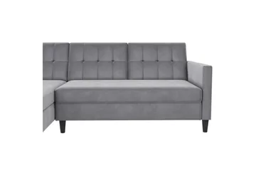 Bäddsoffa Hartford 213x153x82 cm, Grå, Sammet - 213x153x82 cm, Grå, Sammet - Möbler - Soffa - Bäddsoffa - Bäddsoffa divan