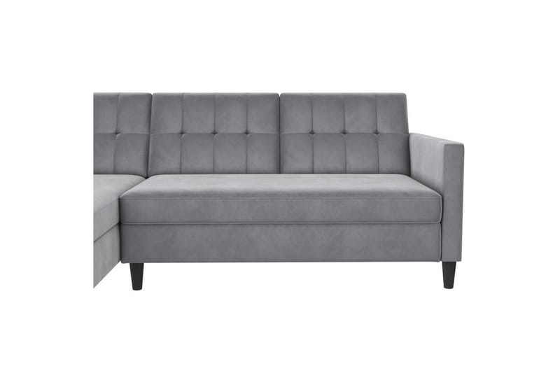Bäddsoffa Hartford 213x153x82 cm, Grå, Sammet - 213x153x82 cm, Grå, Sammet - Möbler - Soffa - Bäddsoffa - Bäddsoffa divan