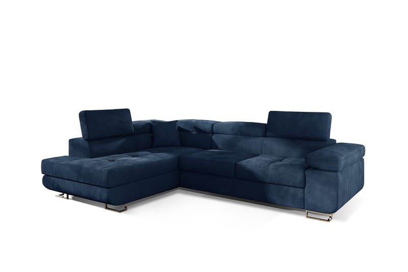 Bäddsoffa Hipolito med Schäslong Vänster - Blå - Möbler - Soffa - Bäddsoffa - Bäddsoffa längsbäddad