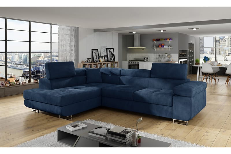 Bäddsoffa Hipolito med Schäslong Vänster, Blå