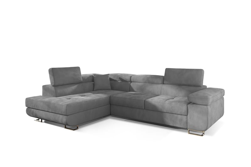Bäddsoffa Hipolito med Schäslong Vänster - Grå - Möbler - Soffa - Bäddsoffa - Bäddsoffa längsbäddad