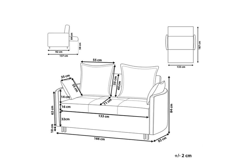 Bäddsoffa Hovin - Beige, svart - Möbler - Soffa - Bäddsoffa - 2 sits bäddsoffa