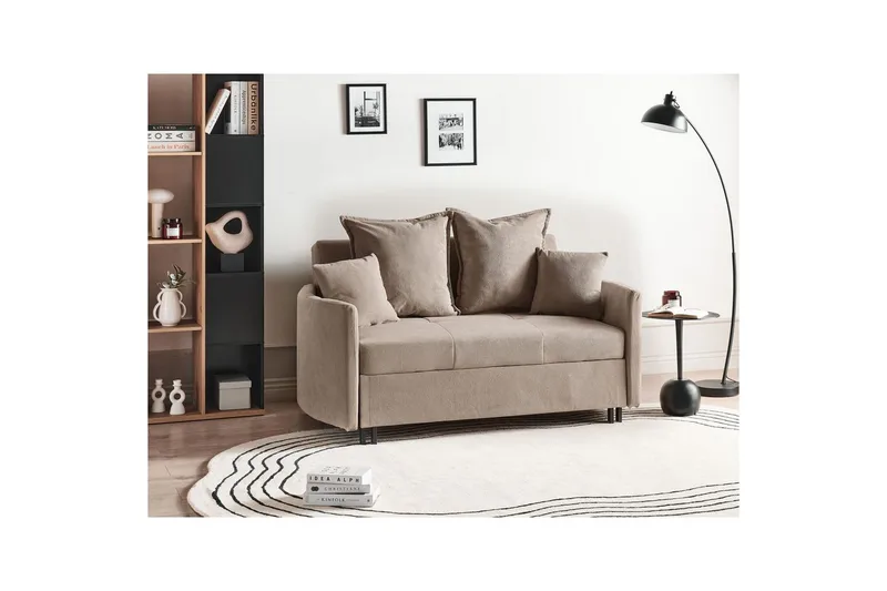 Bäddsoffa Hovin - Beige, svart - Möbler - Soffa - Bäddsoffa - 2 sits bäddsoffa