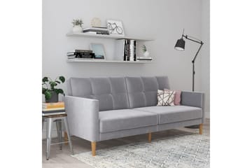 Bäddsoffa Lilly Ljusgrå, Sammet - Ljusgrå, Sammet - Möbler - Soffa - Bäddsoffa - 3 sits bäddsoffa