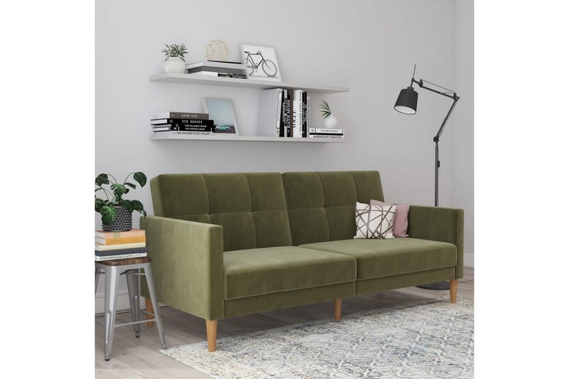 Bäddsoffa Lilly Olivgrön, Sammet - Olivgrön, Sammet - Möbler - Soffa - Bäddsoffa - 3 sits bäddsoffa