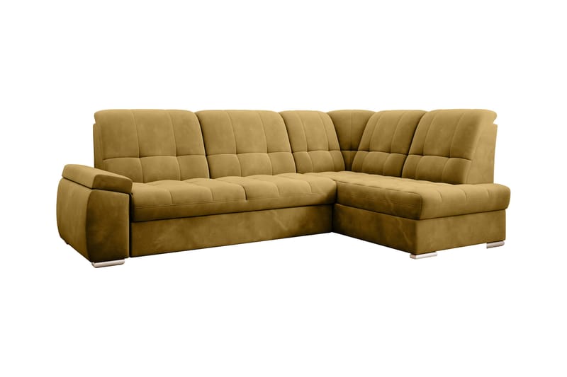 Bäddsoffa m. Schäslong Amelya 3-sits, Gul