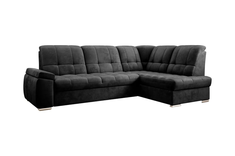 Bäddsoffa m. Schäslong Amelya 3-sits, Mörkgrå