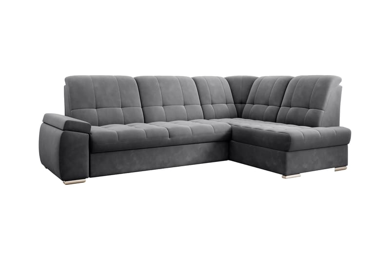 Bäddsoffa m. Schäslong Amelya 3-sits, Mörkgrå