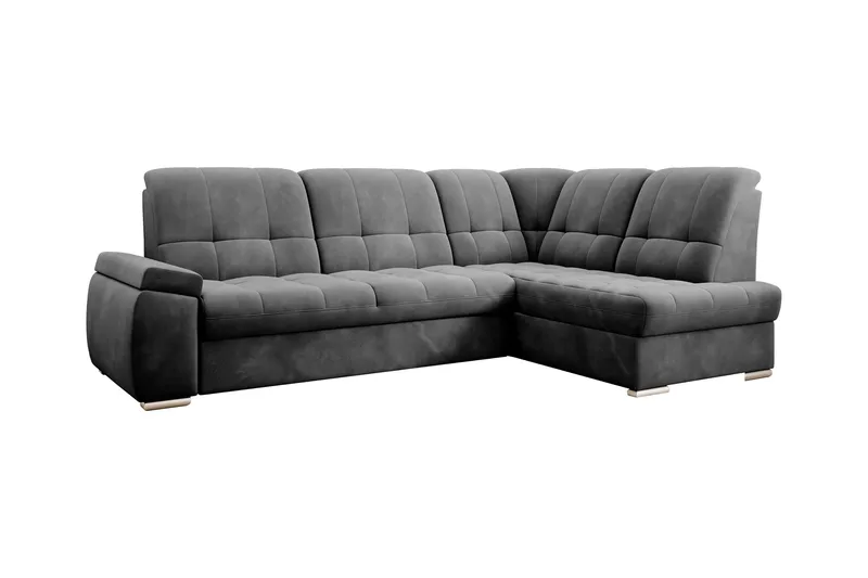 Bäddsoffa m. Schäslong Amelya 3-sits, Mörkgrå