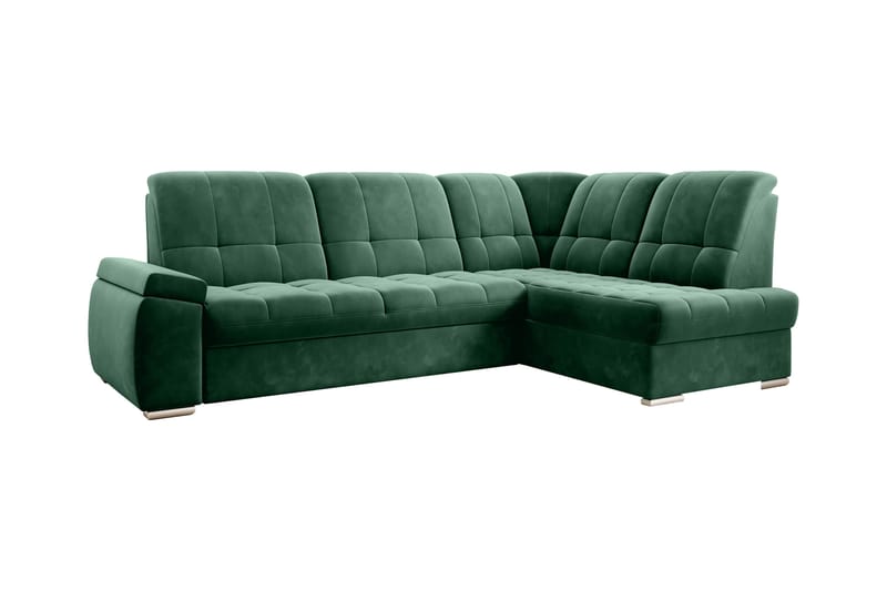 Bäddsoffa m. Schäslong Amelya 3-sits, Mörkgrön