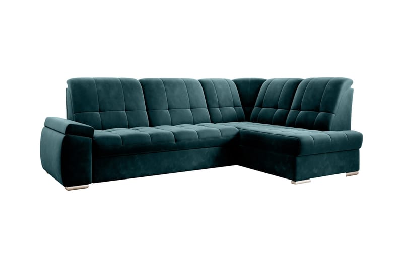 Bäddsoffa m. Schäslong Amelya 3-sits, Mörkgrön