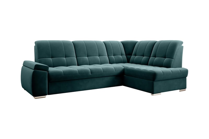 Bäddsoffa m. Schäslong Amelya 3-sits, Mörkgrön