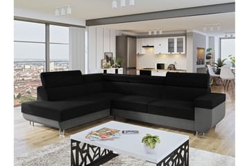 Bäddsoffa m. Schäslong Argueso 3-sits L-formad - Grå - Möbler - Soffa - Bäddsoffa - Bäddsoffa längsbäddad