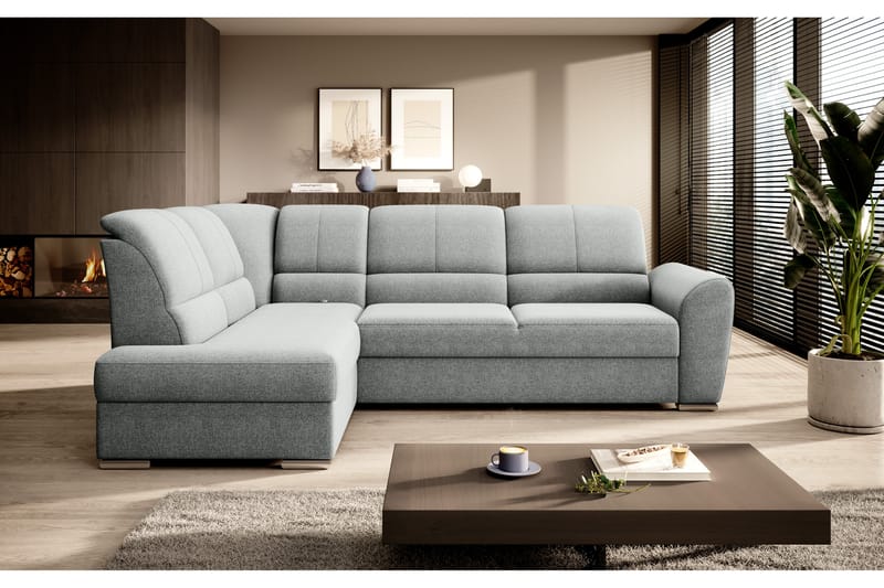 Bäddsoffa m. Schäslong Keith 3-sits - Grå - Möbler - Soffa - Bäddsoffa - Bäddsoffa l�ängsbäddad