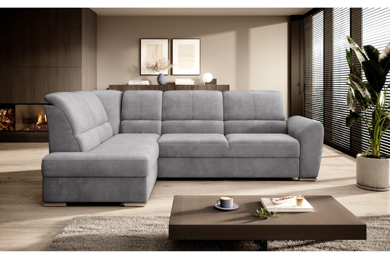 Bäddsoffa m. Schäslong Keith 3-sits - Grå - Möbler - Soffa - Bäddsoffa - Bäddsoffa l�ängsbäddad