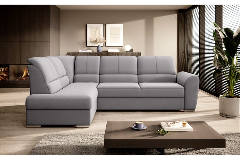 Bäddsoffa m. Schäslong Keith 3-sits - Grå - Möbler - Soffa - Bäddsoffa - Bäddsoffa l�ängsbäddad