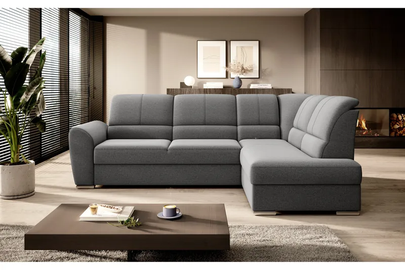 Bäddsoffa m. Schäslong Keith 3-sits - Grå - Möbler - Soffa - Bäddsoffa - Bäddsoffa längsbäddad