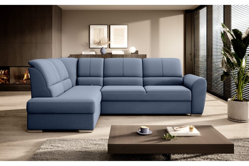 Bäddsoffa m. Schäslong Keith 3-sits - Mörkblå - Möbler - Soffa - Bäddsoffa - Bäddsoffa längsbäddad